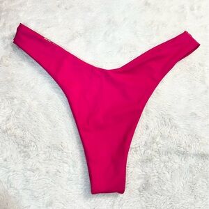 MALY Swimwear Hot Pink Fuchsia High-Cut Seamless Cheeky Bikini Bottom Sz Medium